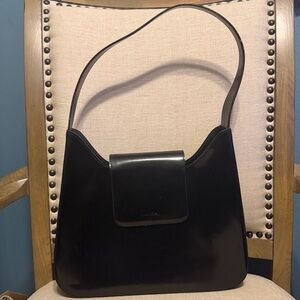 Lancel Vintage Patent Black Leather Bag